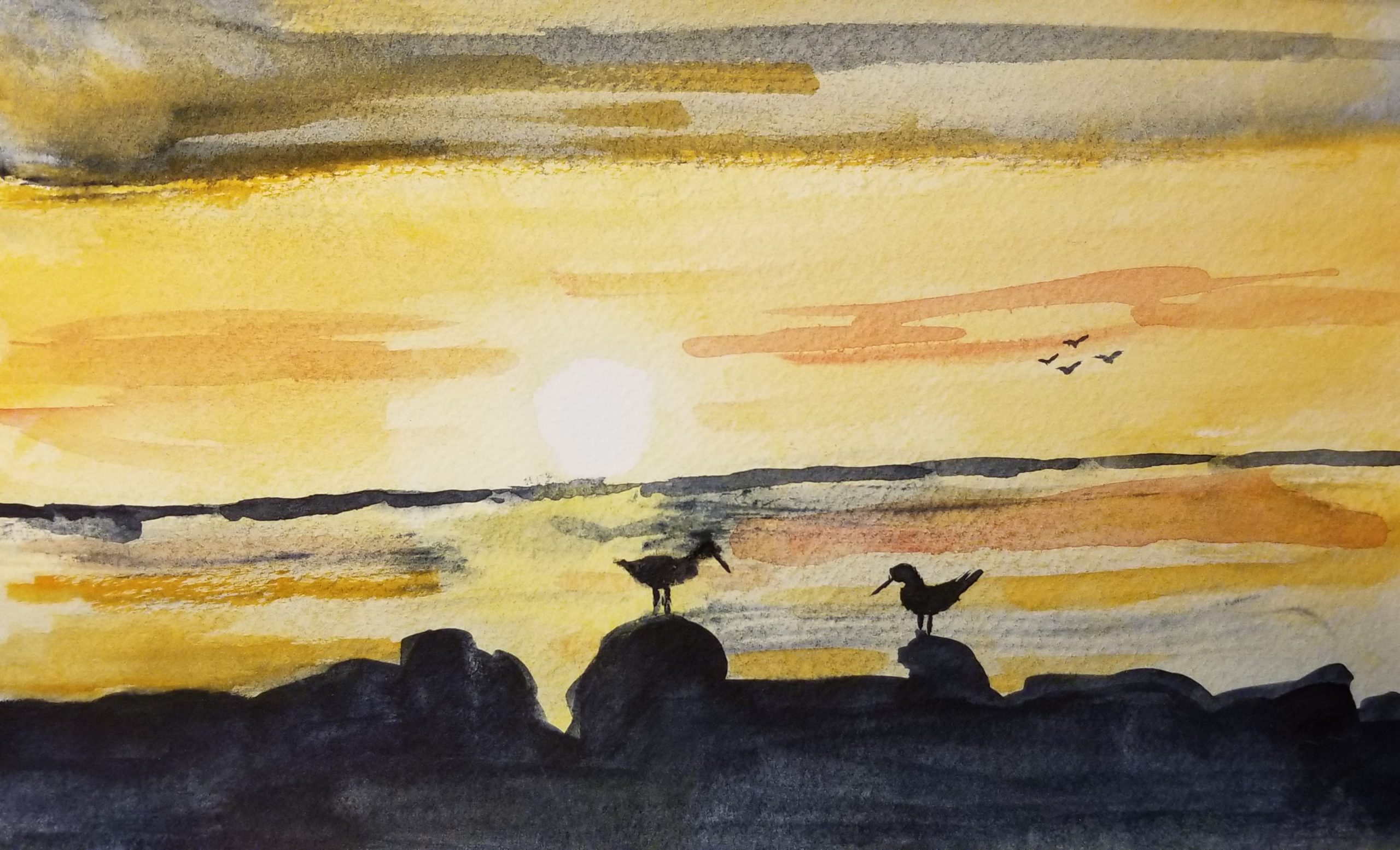 Water color: Seaside at Dusk